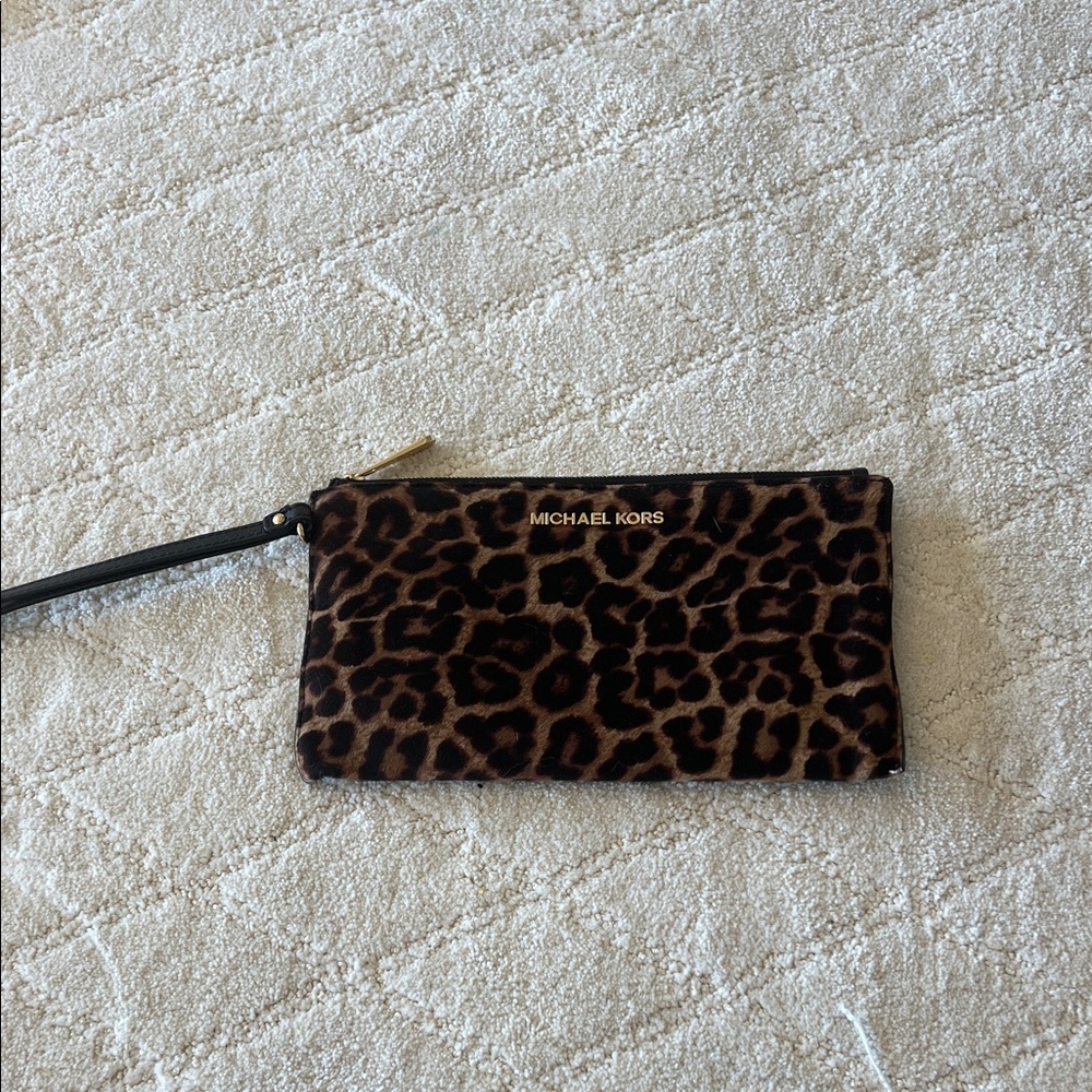 Michael Kors Animal Print Clutch with Black Strap